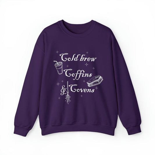 Cold Brew, Coffins and Covens Adult Sweatshirt - Deeg Family Design