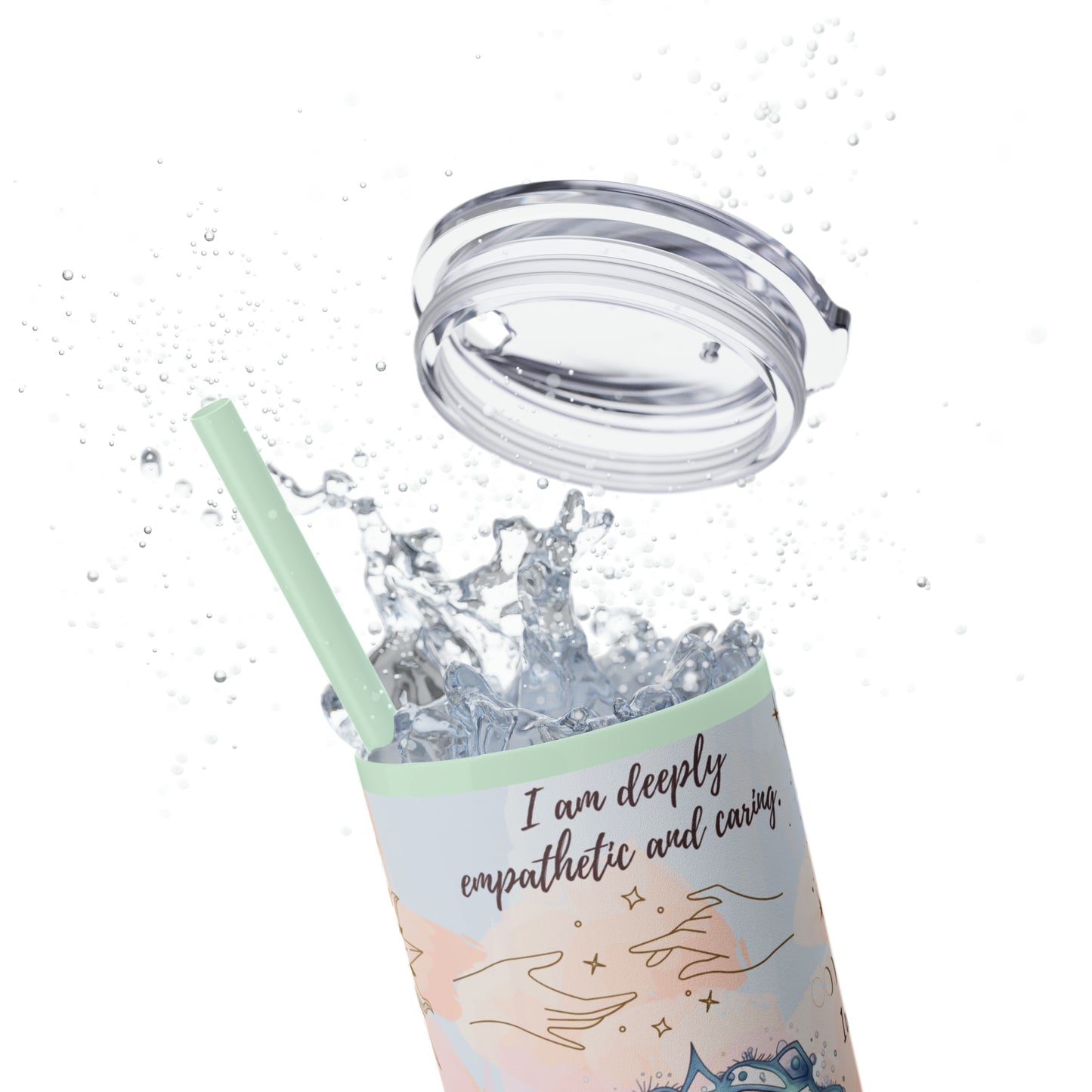 Cancer Skinny Tumbler with Straw, 20oz