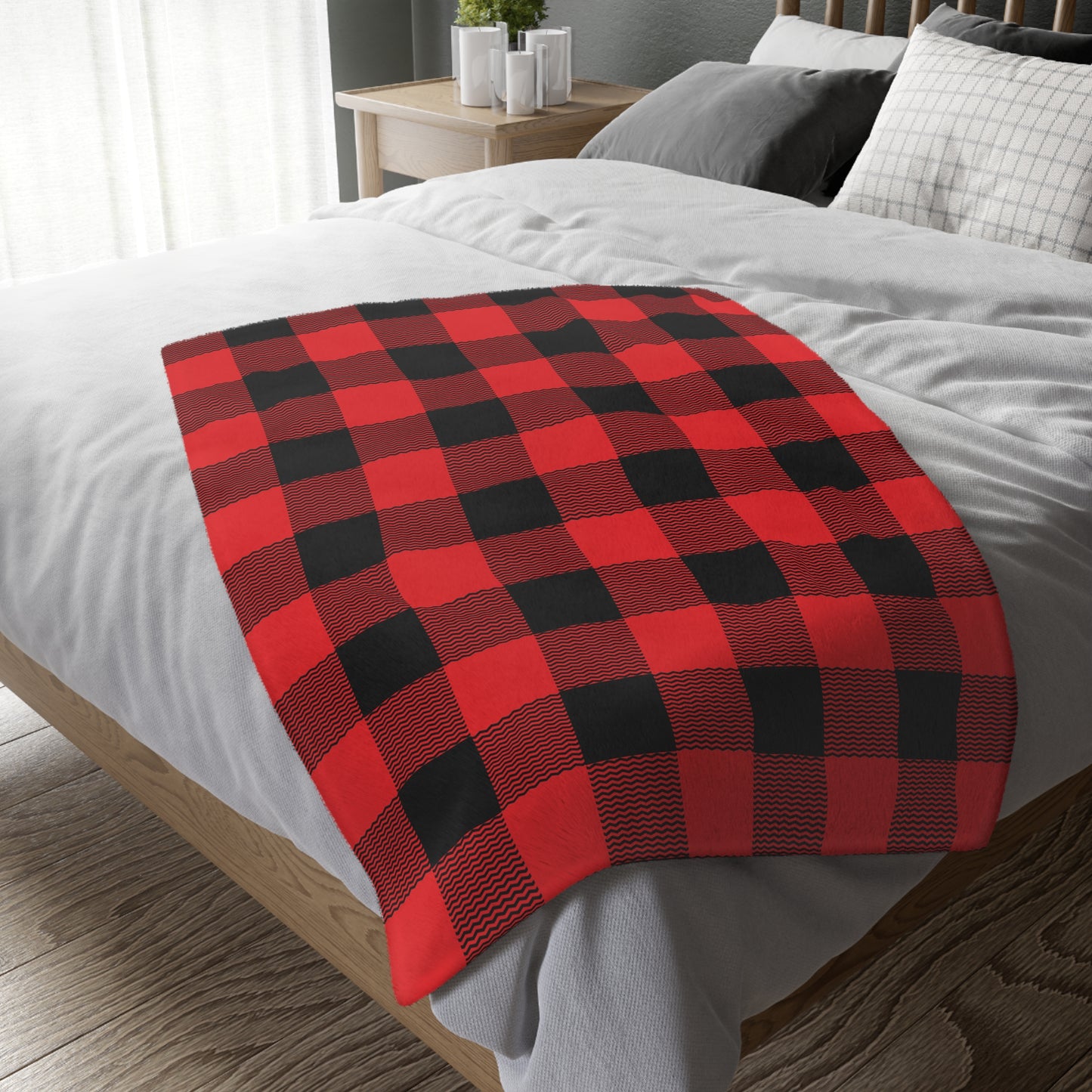 Red Buffalo Plaid Velveteen Minky Blanket