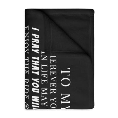 To My Son, Love Mom Velveteen Minky Blanket