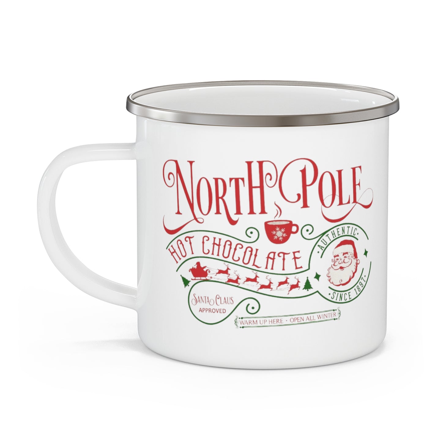 North Pole Hot Cocoa Enamel Camping Mug