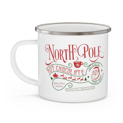 North Pole Hot Cocoa Enamel Camping Mug