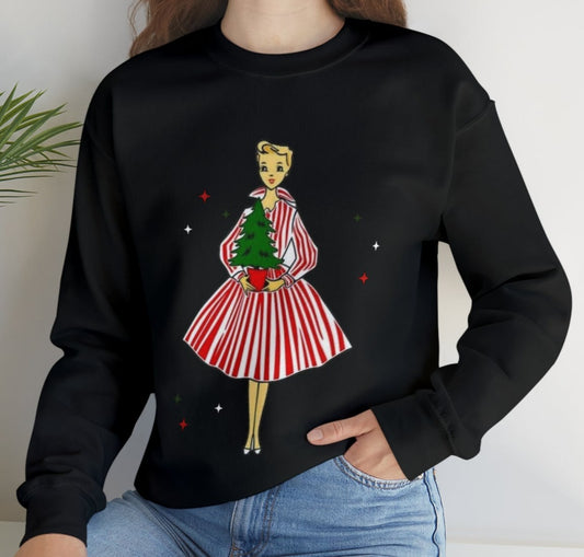 Vintage Lady With Tree Adult Sweatshirt