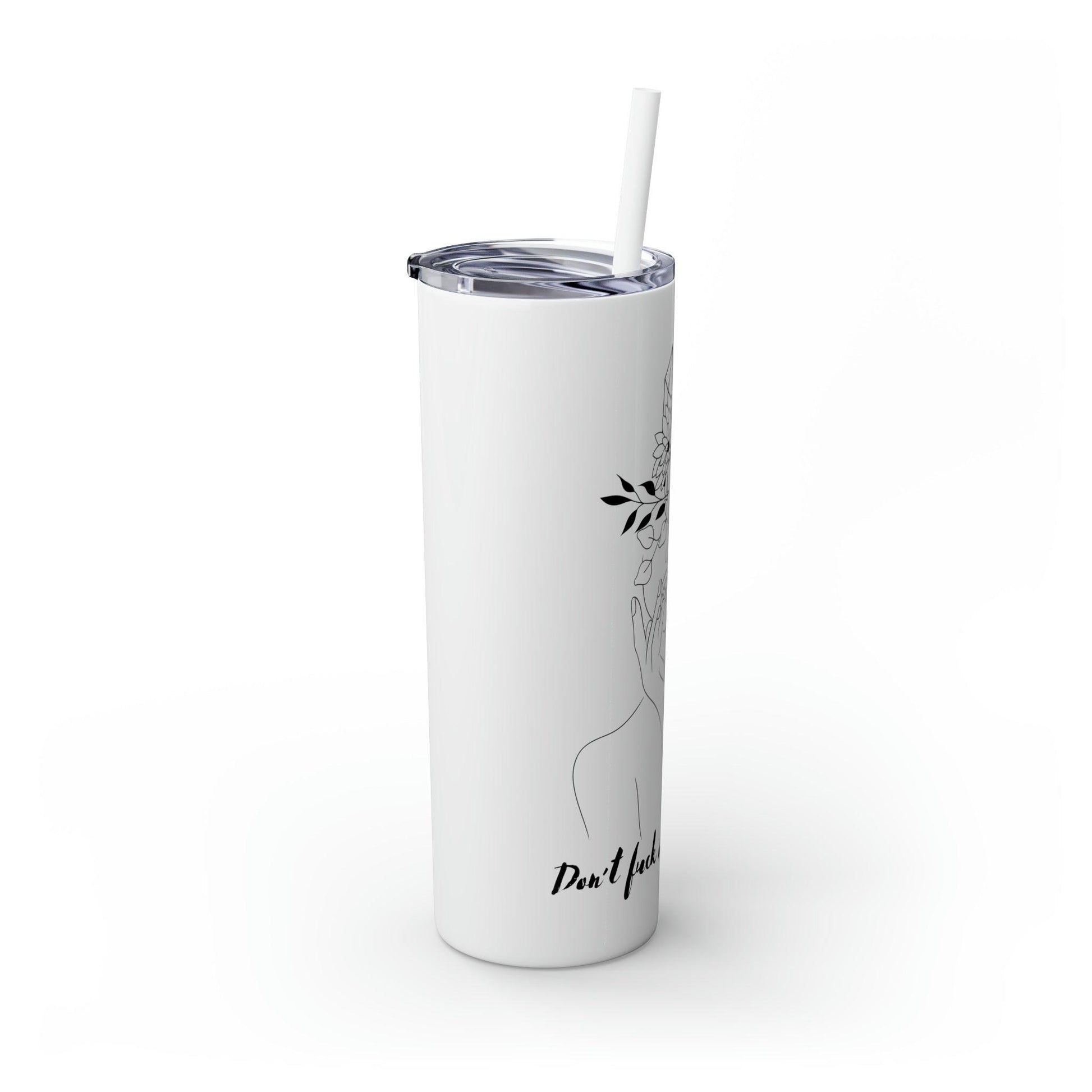 Don't Fuck With My Energy Skinny Tumbler with Straw, 20oz - Deeg Family Design