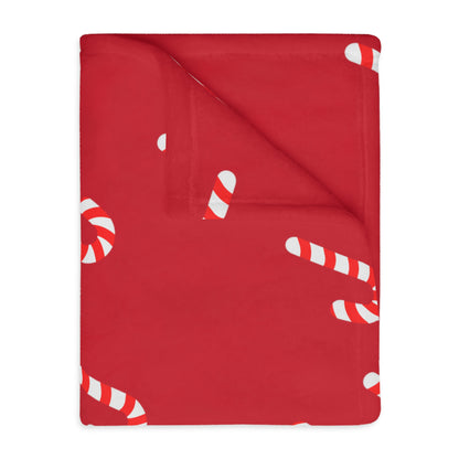 Candy Cane Velveteen Minky Blanket