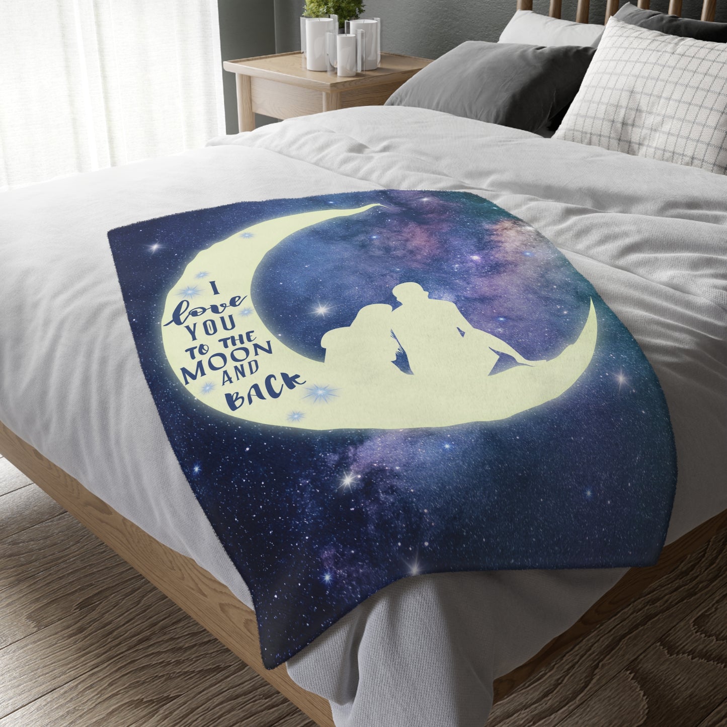 Love You To The Moon And Back Velveteen Blanket