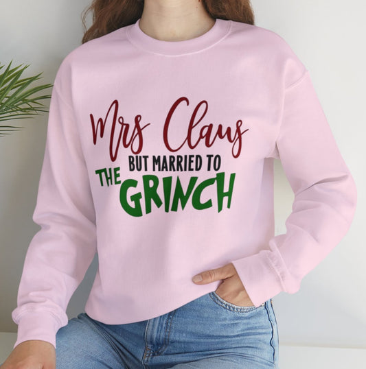 Mrs Claus But Married To The Grinch Adult Sweatshirt