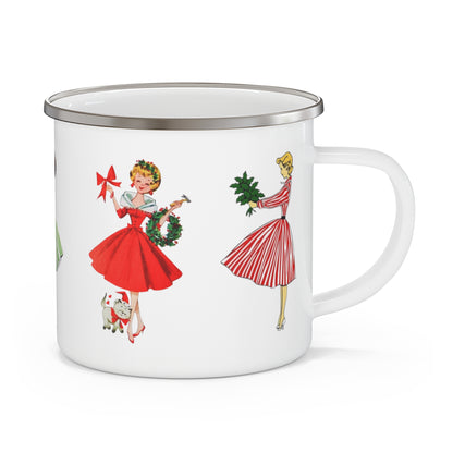 Vintage Ladies Enamel Camping Mug