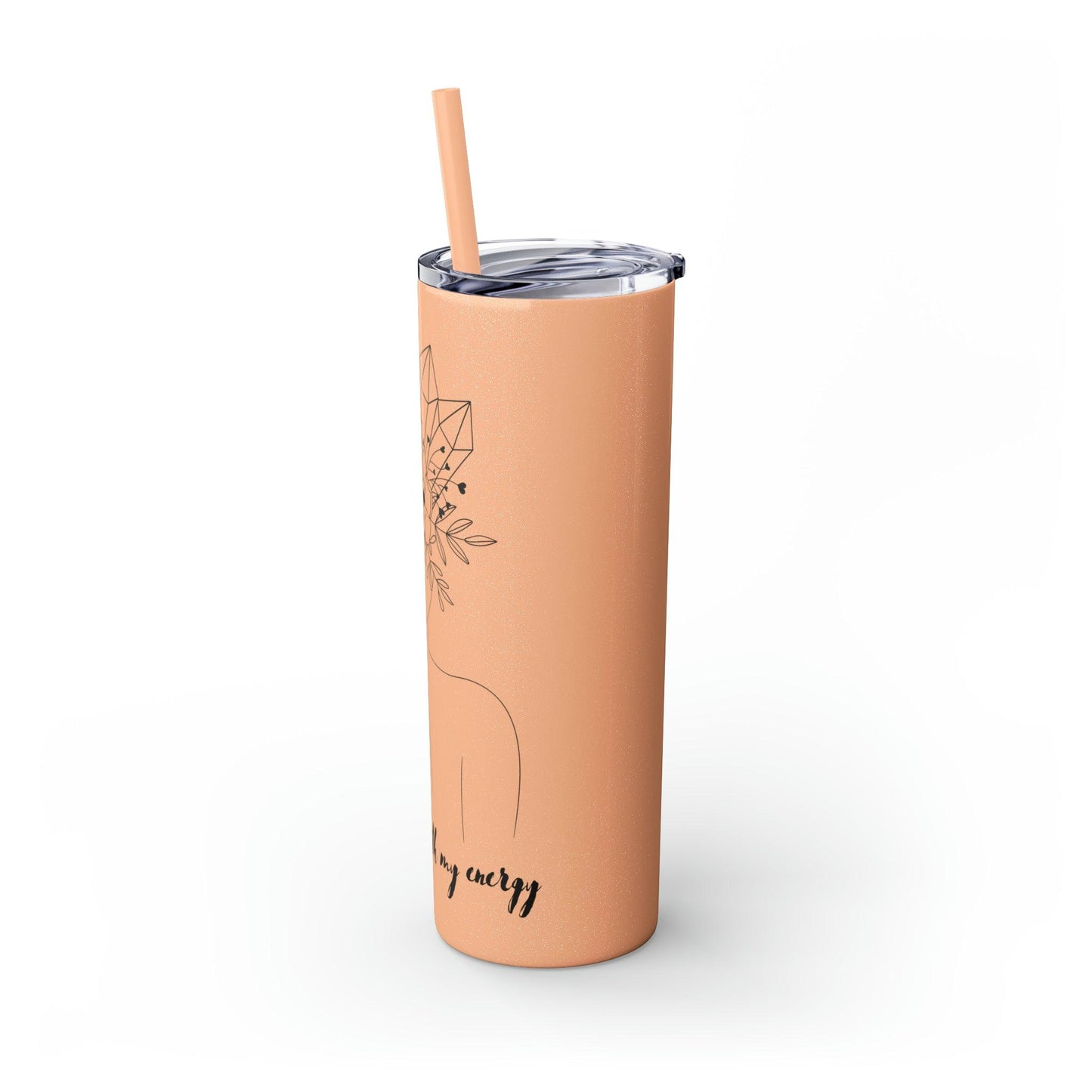 Don't Fuck With My Energy Skinny Tumbler with Straw, 20oz - Deeg Family Design