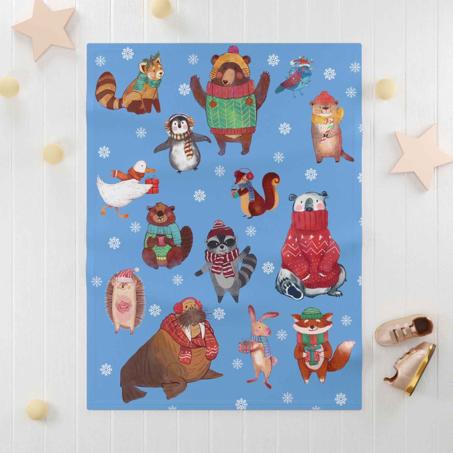 Winter Animal Soft Fleece Baby Blanket