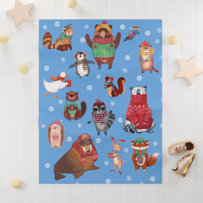 Winter Animal Soft Fleece Baby Blanket