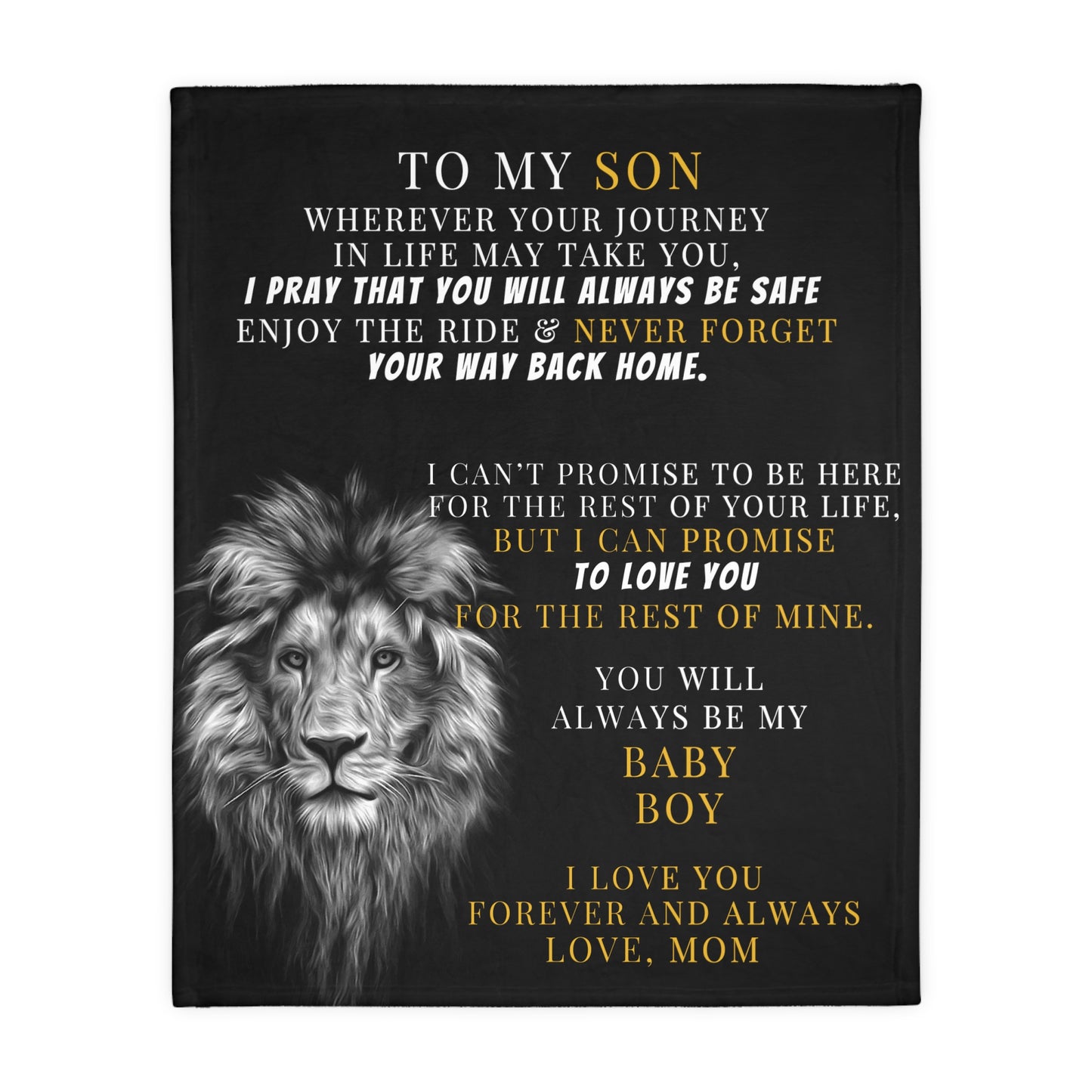 To My Son, Love Mom Velveteen Minky Blanket