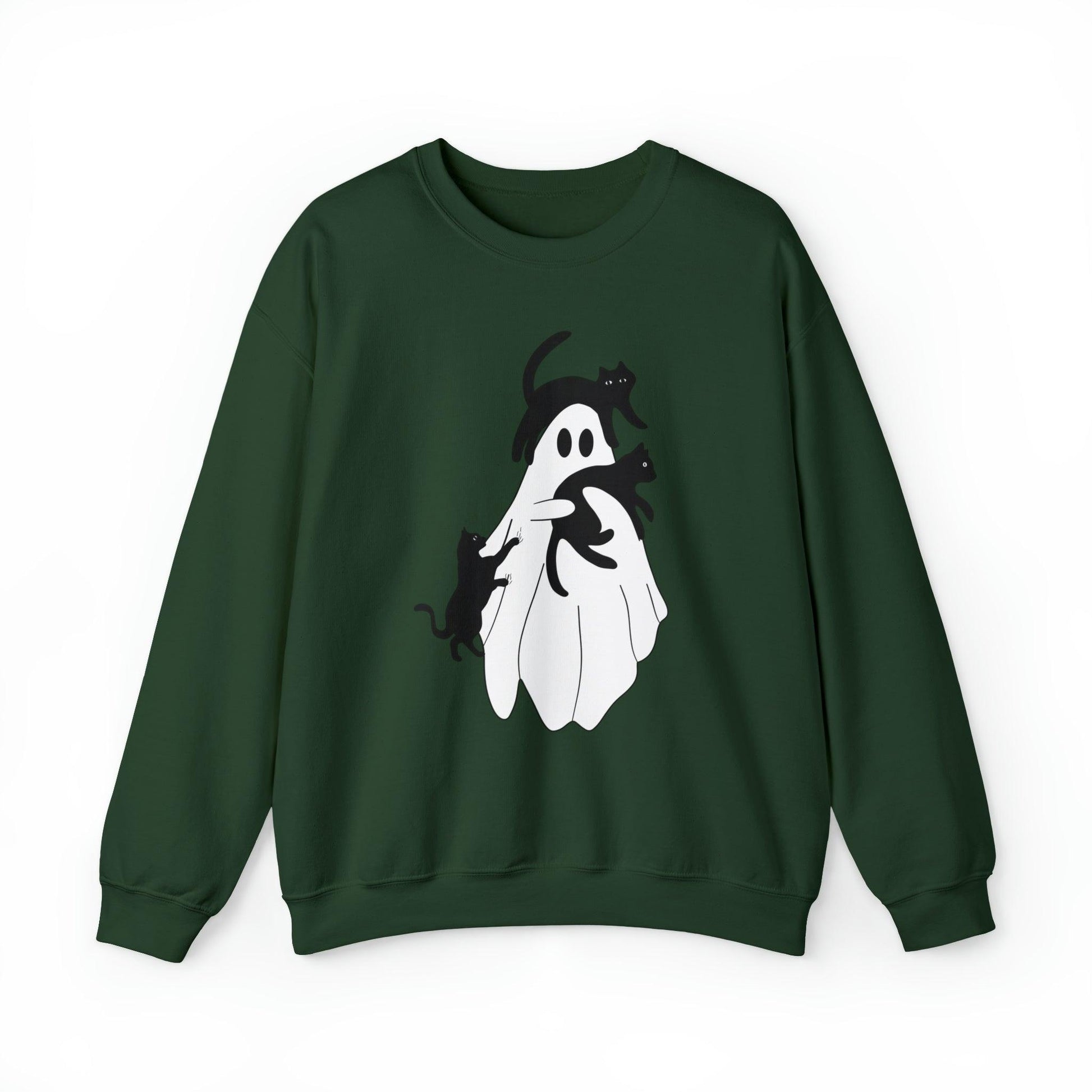 Ghost With Cats Adult Sweatshirt - Deeg Family Design