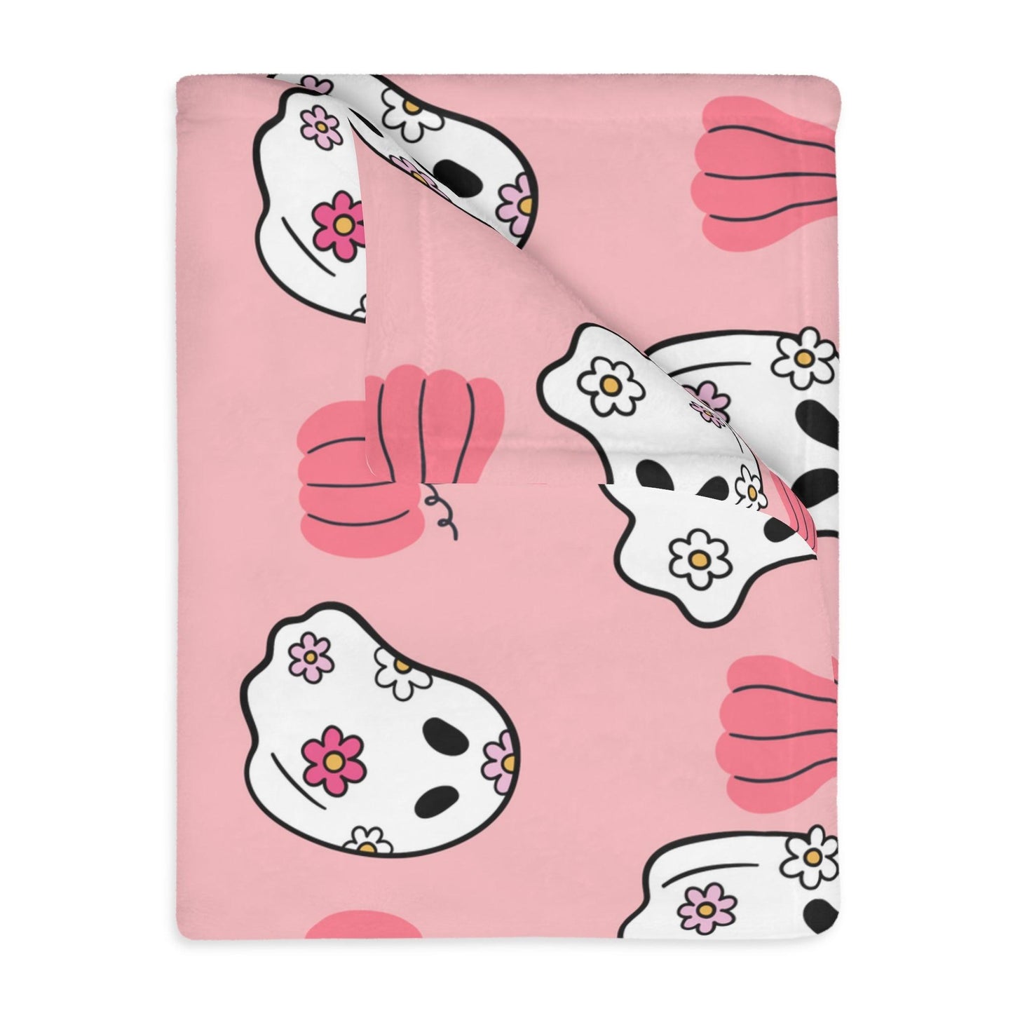 Pink Ghost Velveteen Minky Blanket - Deeg Family Design