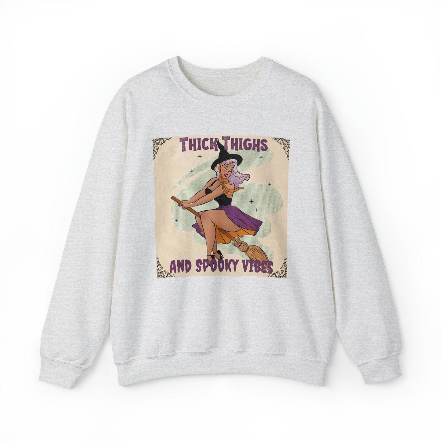 Pin Up Thick Thighs and Spooky Vibes Adult Sweatshirt - Deeg Family Design