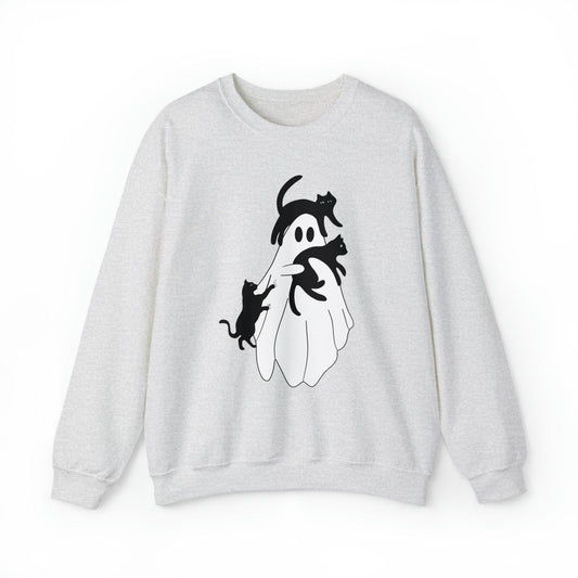 Ghost With Cats Adult Sweatshirt - Deeg Family Design