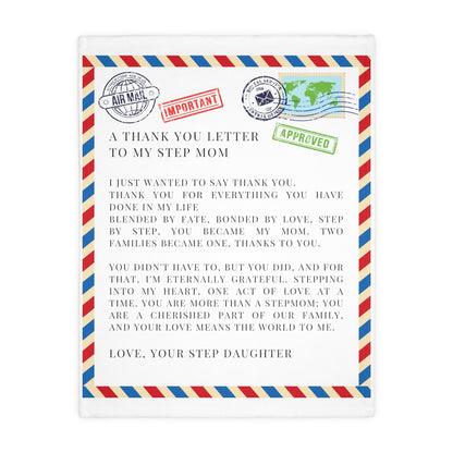 Letter To Step Mom, From Step Daughter Velveteen Minky Blanket