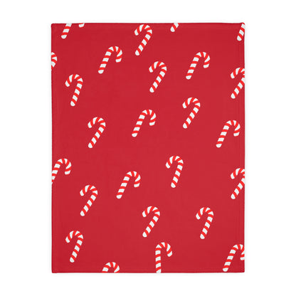 Candy Cane Velveteen Minky Blanket