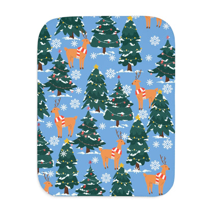 Winter Tree and Deer Sherpa Blanket - Deeg Family Design