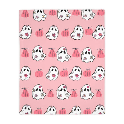 Pink Ghost Velveteen Minky Blanket - Deeg Family Design