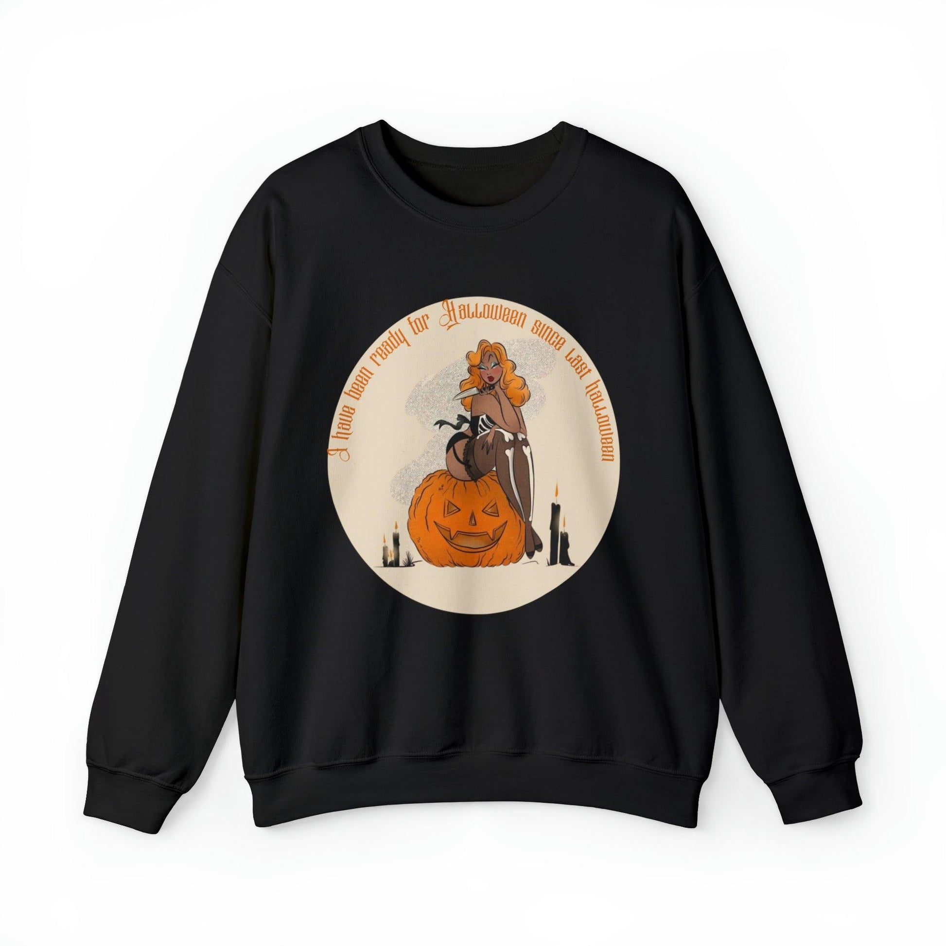 Pin Up Ready For Halloween Adult Sweatshirt - Deeg Family Design