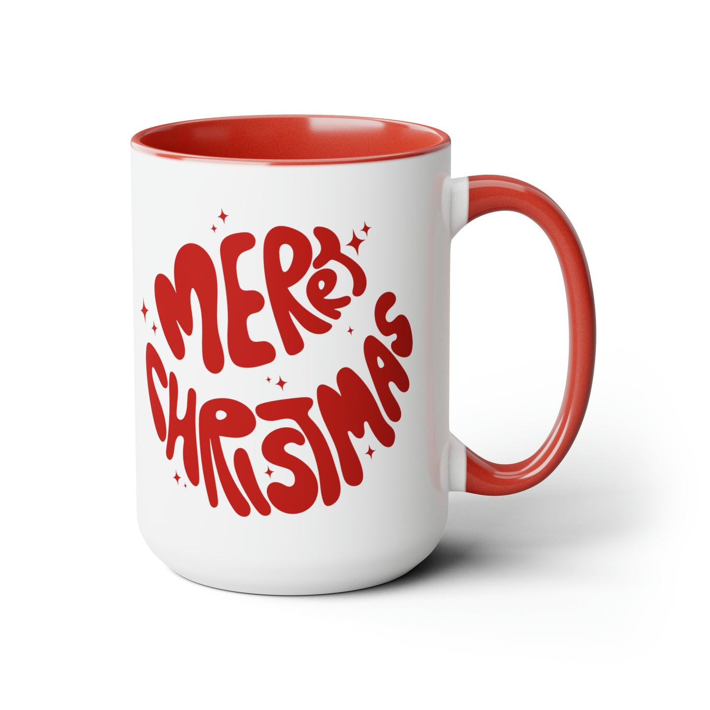 Black Santa Two-Tone Coffee Mugs, 15oz