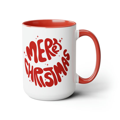 Black Santa Two-Tone Coffee Mugs, 15oz