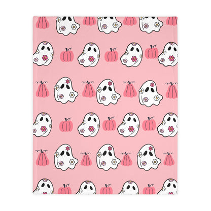 Pink Ghost Velveteen Minky Blanket - Deeg Family Design