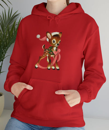 Vintage Santa Hat Deer Adult Hoodie