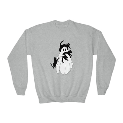 Ghost With Cats Youth Sweatshirt - Deeg Family Design