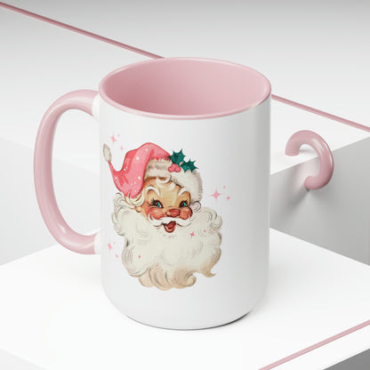 Pink Santa Two-Tone Coffee Mugs, 15oz