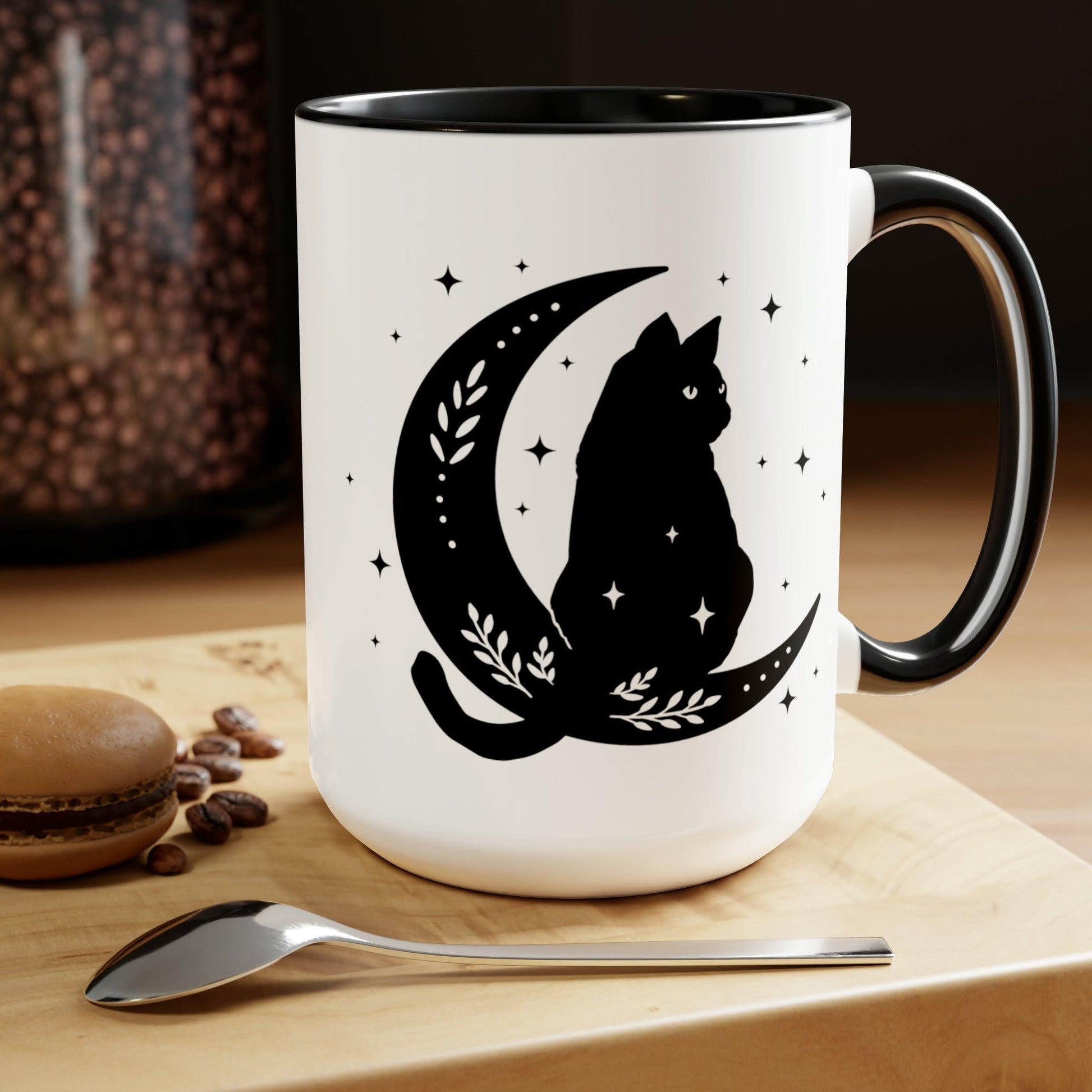 Moon Cat Two-Tone Coffee Mugs, 15oz - Deeg Family Design