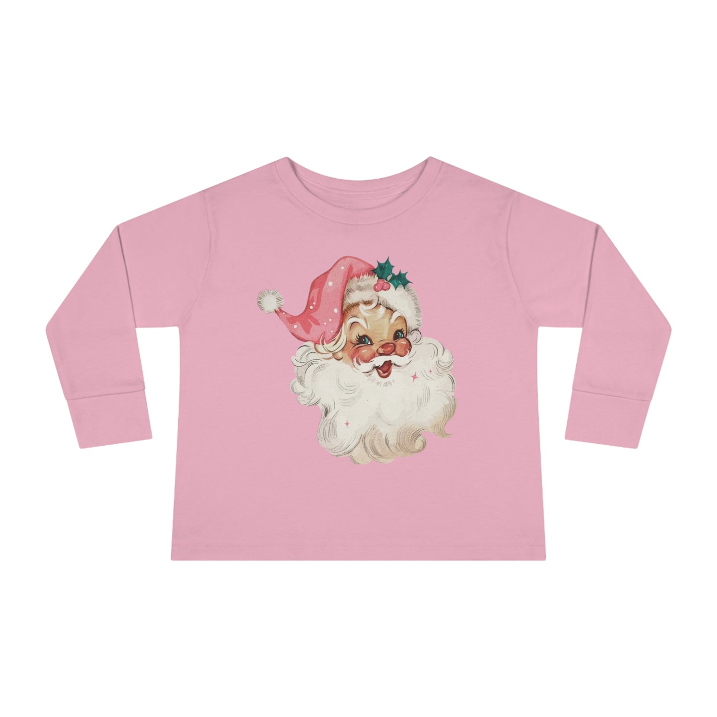 Pink Santa Toddler Long Sleeve Tee