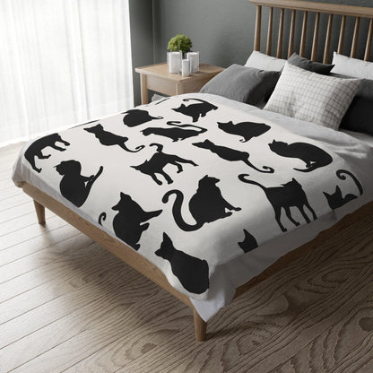 Black Cat Velveteen Minky Blanket - Deeg Family Design