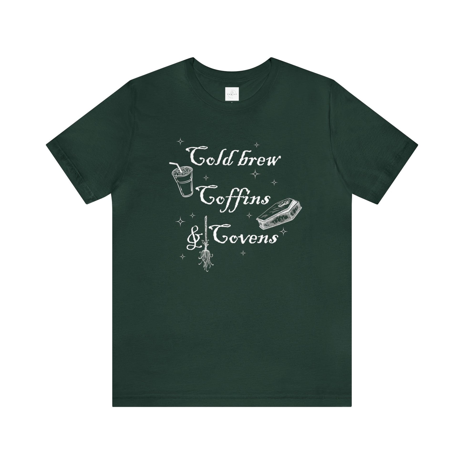 Cold Brew, Coffins and Covens Adult Tee - Deeg Family Design