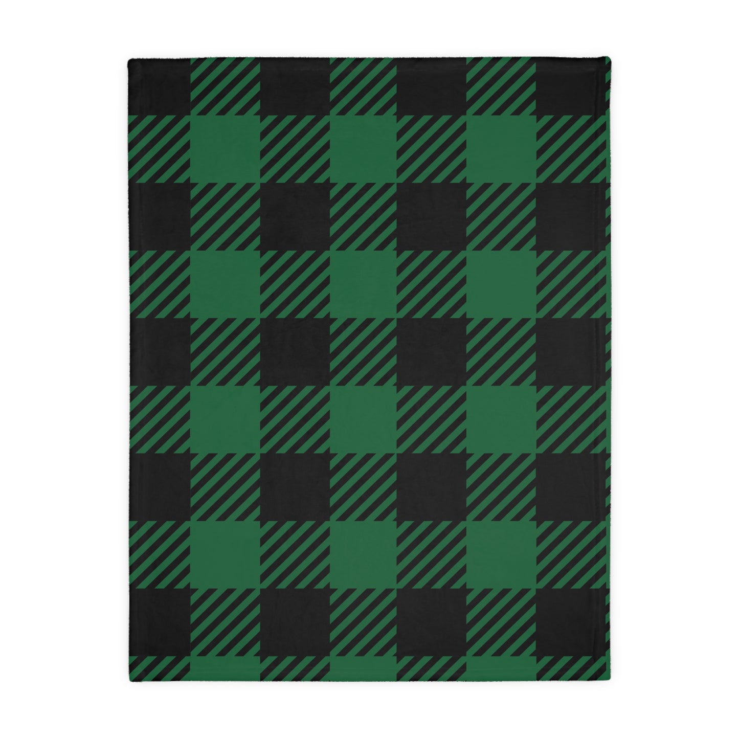 Green Buffalo Plaid Velveteen Minky Blanket