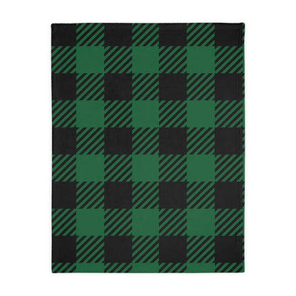 Green Buffalo Plaid Velveteen Minky Blanket