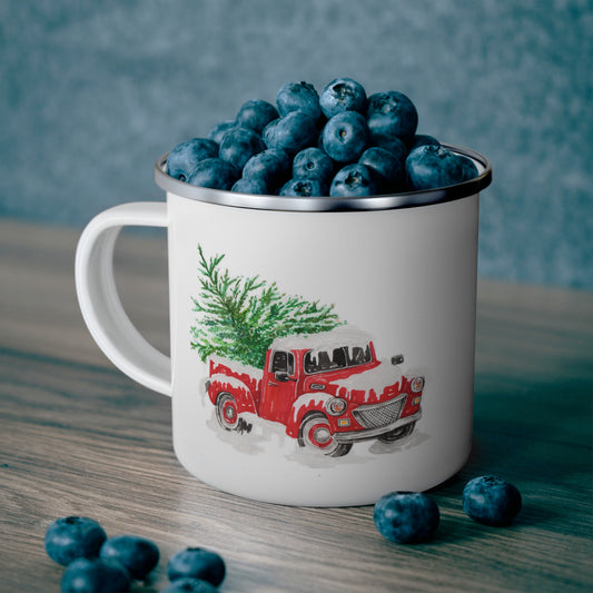 Christmas Truck Enamel Camping Mug