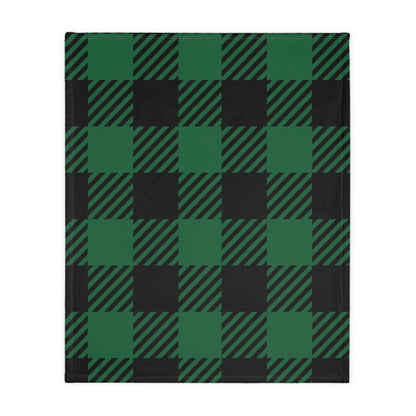 Green Buffalo Plaid Velveteen Minky Blanket