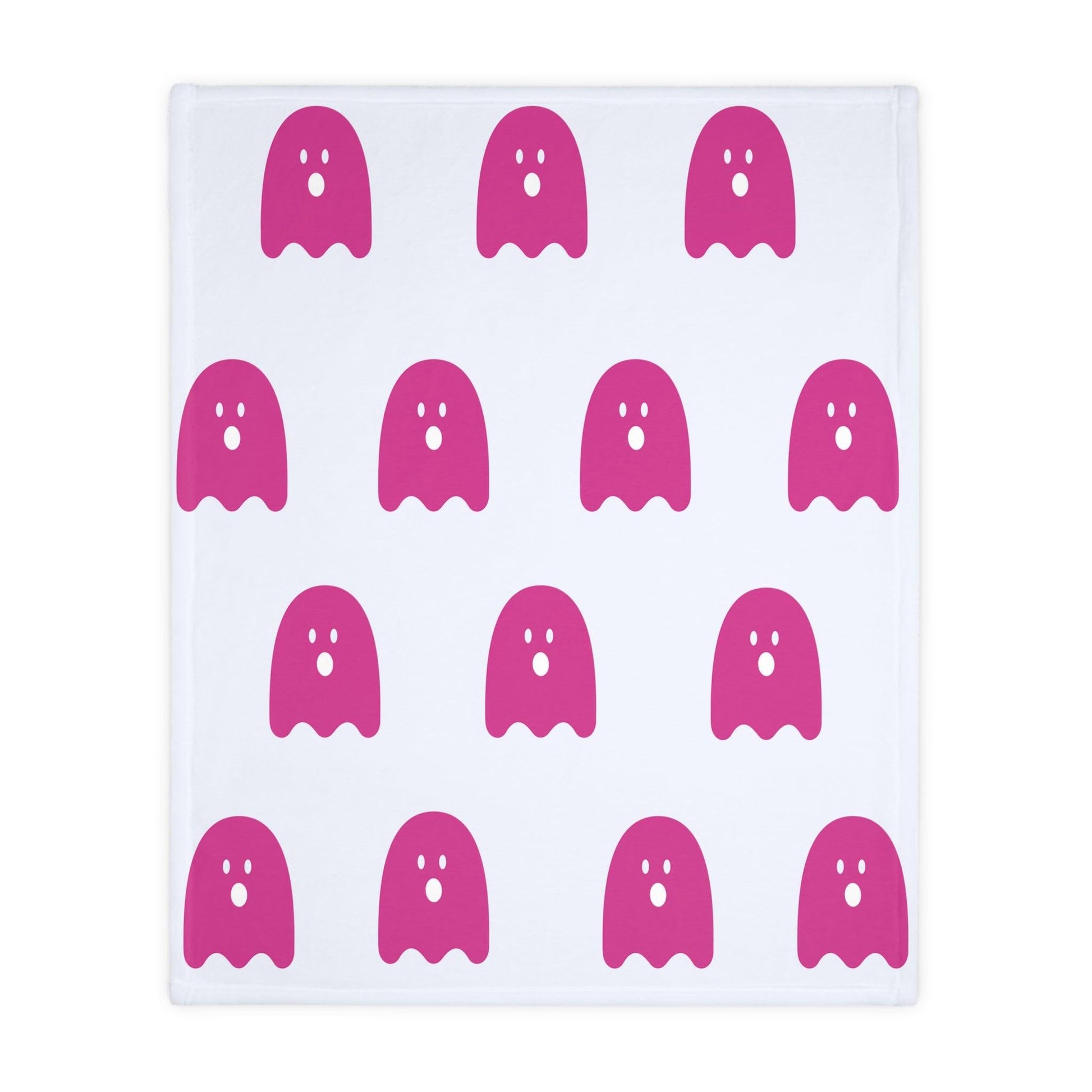 Pink and White Ghost Velveteen Minky Blanket - Deeg Family Design