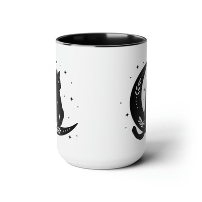 Moon Cat Two-Tone Coffee Mugs, 15oz - Deeg Family Design