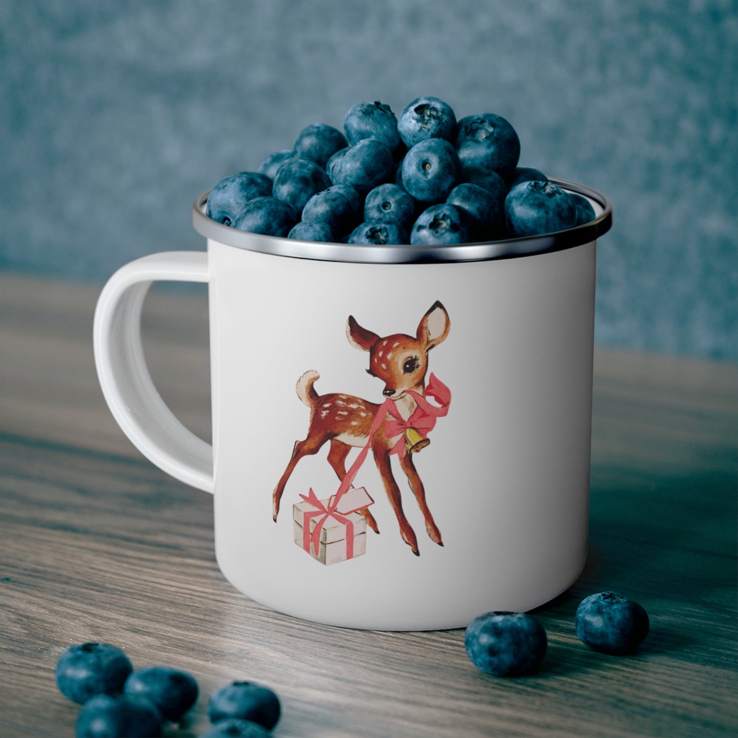 Vintage Deer Opening Package Enamel Camping Mug