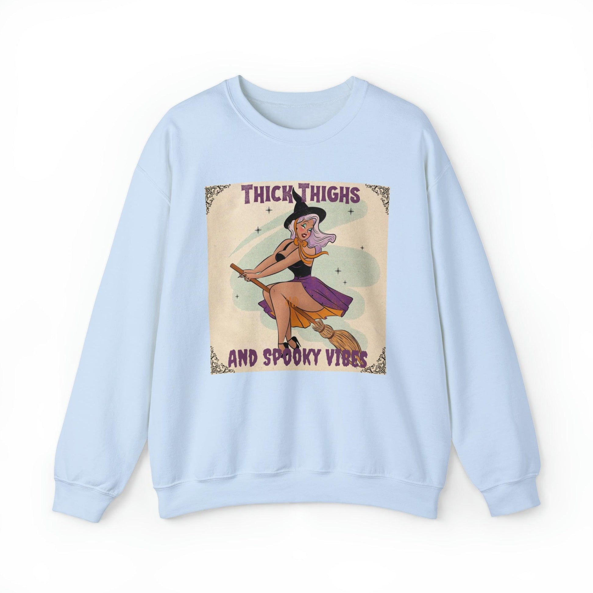 Pin Up Thick Thighs and Spooky Vibes Adult Sweatshirt - Deeg Family Design