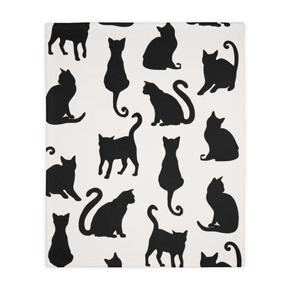 Black Cat Velveteen Minky Blanket - Deeg Family Design