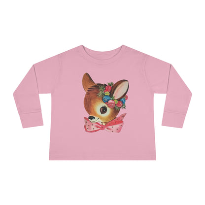 Vintage Baby Deer Toddler Long Sleeve Tee