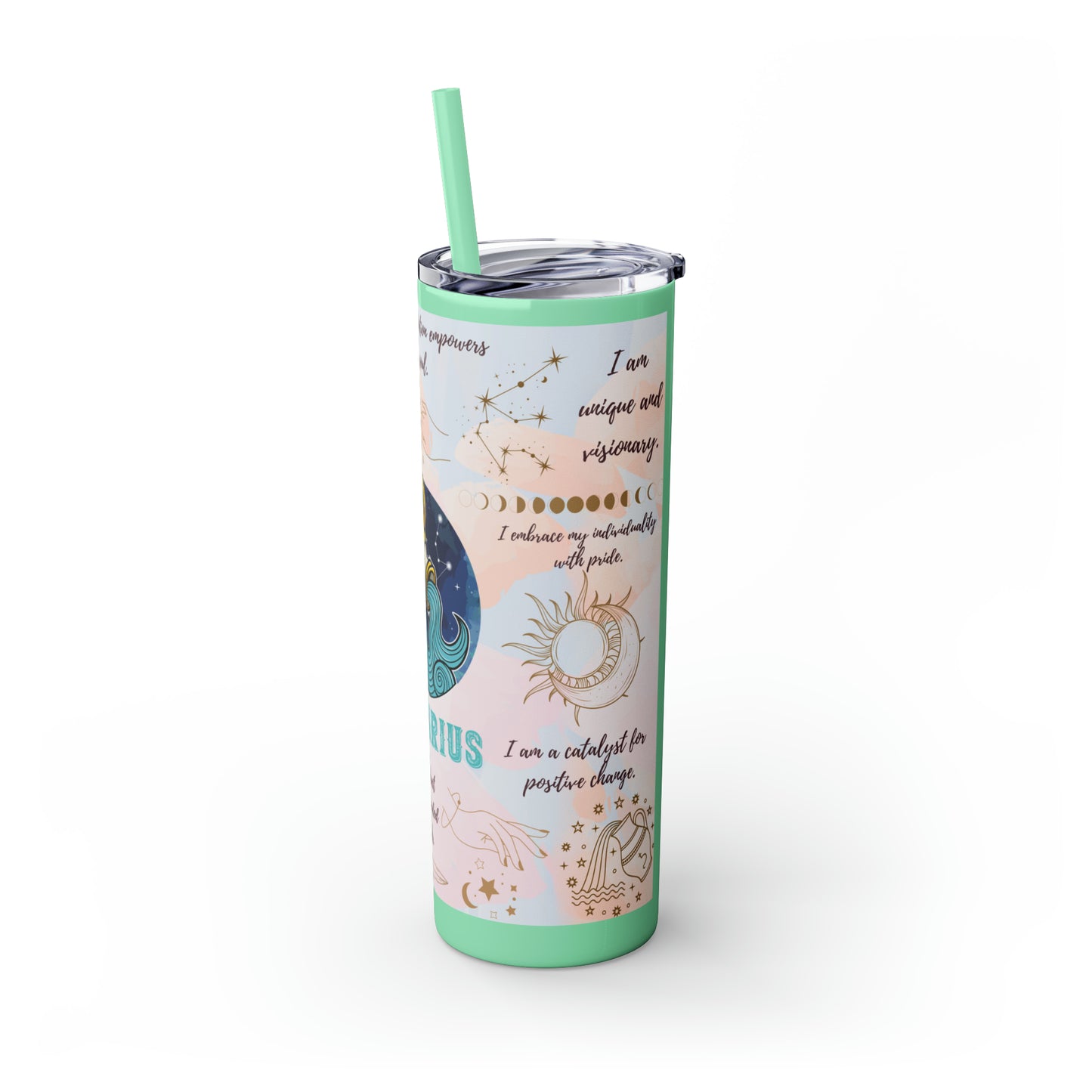 Aquarius Skinny Tumbler with Straw, 20oz