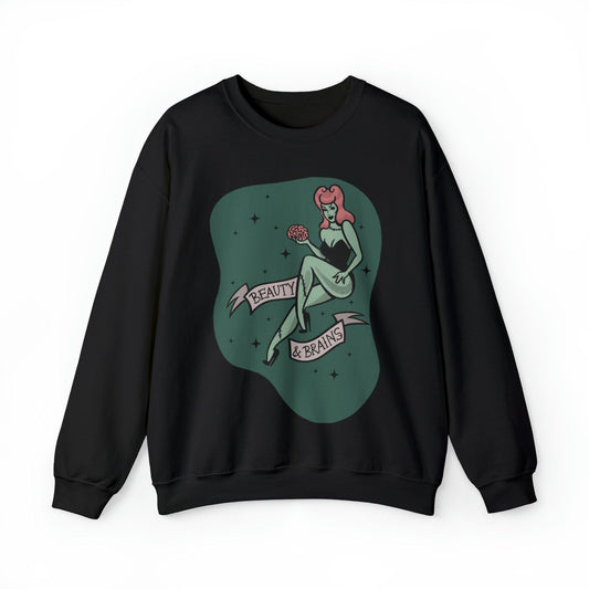 Pin Up Beauty and Brains Adult Sweatshirt - Deeg Family Design