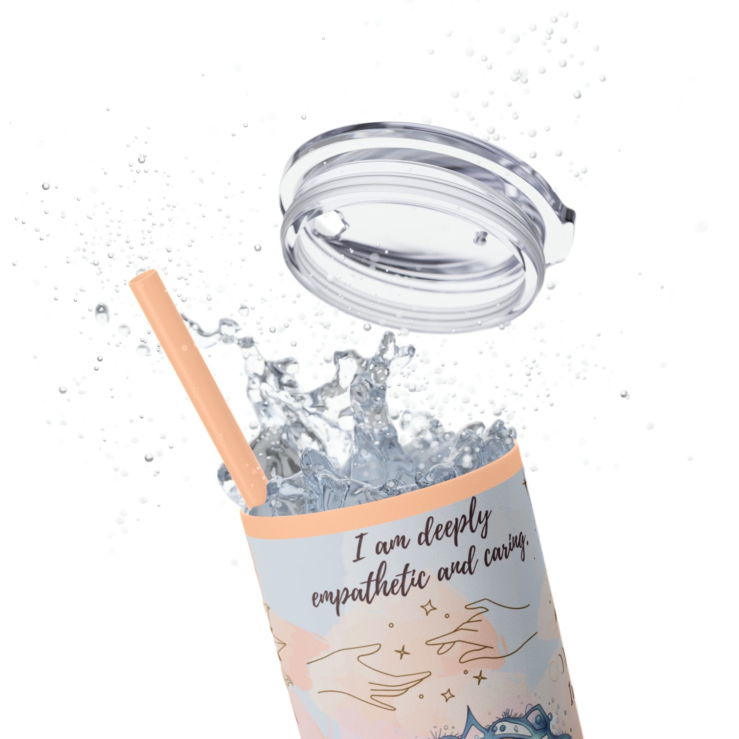 Cancer Skinny Tumbler with Straw, 20oz