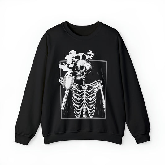 Skeleton Drinking Coffee Adult Sweatshirt