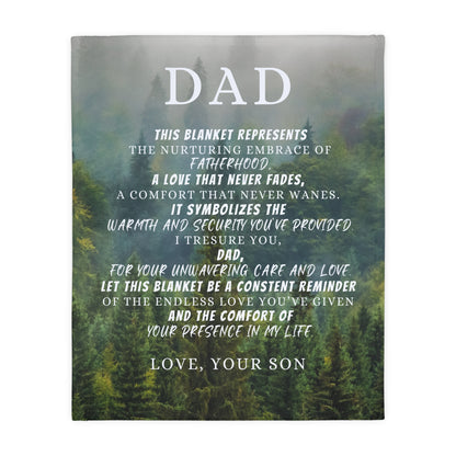 To Dad, From Son Velveteen Minky Blanket